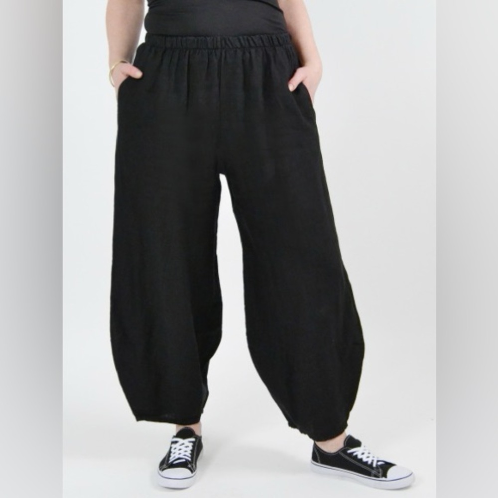 NWT Bryn Walker Women’s Linen Size Large Parachute Pants in Black